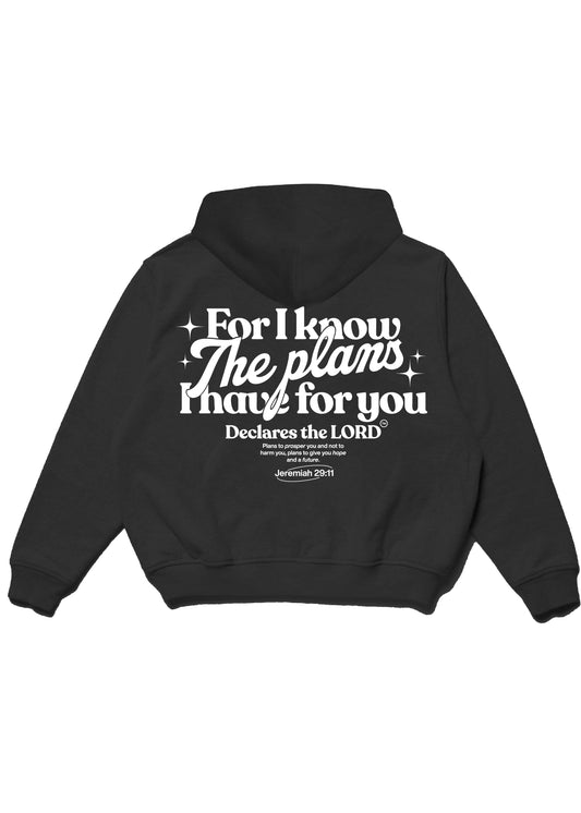 For I know the plans | Black Christian Hoodie | Jesus Peace CO