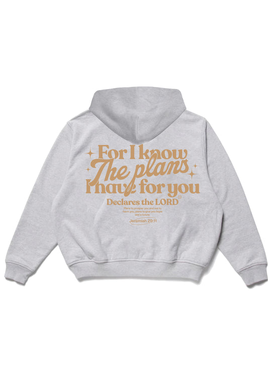 For I know the plans | Grey Christian Hoodie | Jesus Peace CO